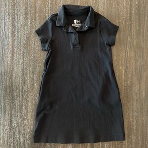 Primary Girls Black Polo Shirt Dress 4/5 With Pockets